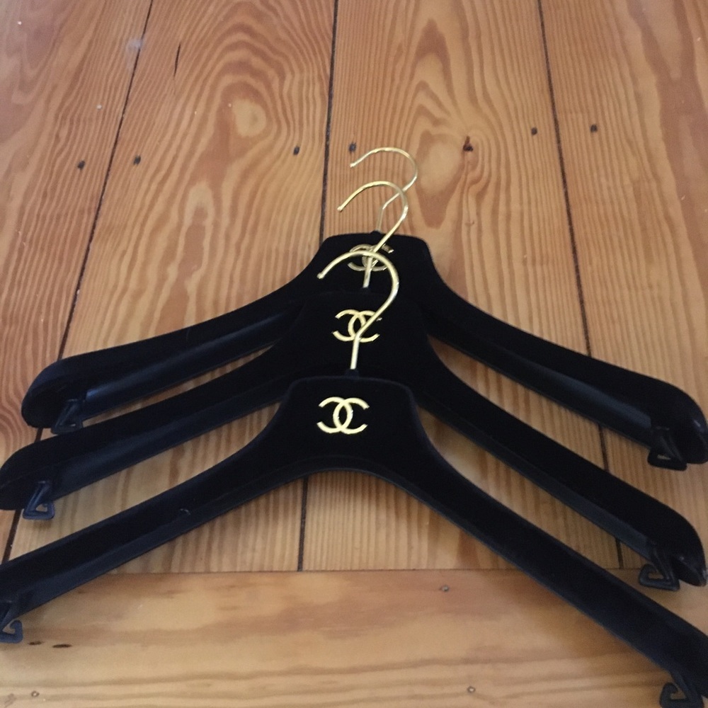 Chanel velvet hangers. Set of three.